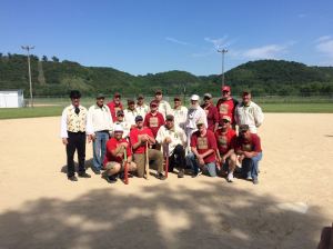 The Driftless Dodgers in Red, Hayseeds in White.